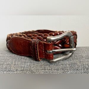 Coach Men’s Braided Woven British Tan Brown Leather 36” 90cm Vintage Belt 3865